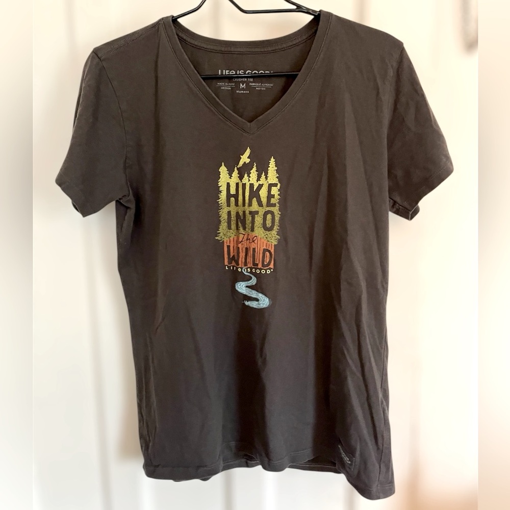 Life Is Good Hike Into the Wild Graphic Tee - Black